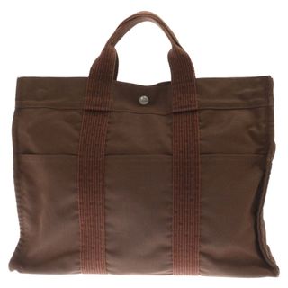 エルメス(Hermes)のHERMES エルメス エールラインMM キャンバストートバッグ シルバー金具 ブラウン(トートバッグ)