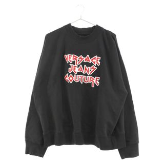 VERSACE JEANS COUTURE ヴェルサーチジーンズクチュール 21SS エンボスドロゴスウェットトレーナー B7GWA738 ブラック(スウェット)