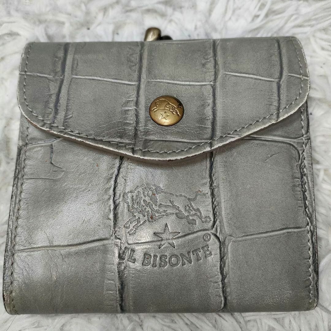 IL BISONTE - イルビゾンテ 二つ折り財布 クロコ グレー IL BISONTE - イルビゾンテ 二つ折り財布 クロコ グレー