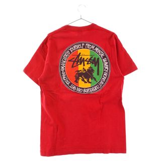 ステューシー(STUSSY)のSTUSSY ステューシー 80s 黒タグ USA製 ラスタプリント半袖Tシャツ レッド(Tシャツ/カットソー(半袖/袖なし))