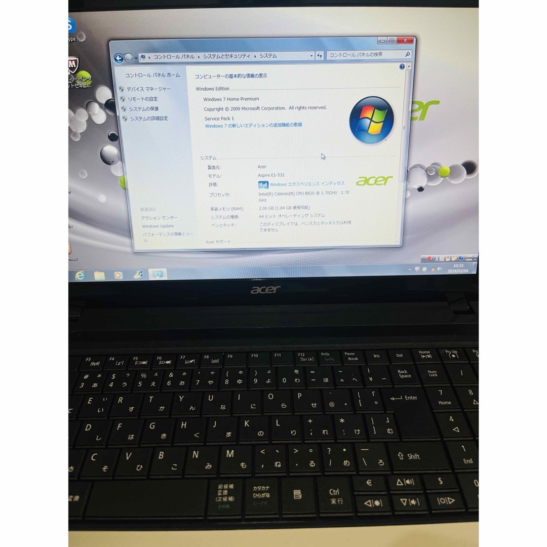 Acer(エイサー)の【値下げ】Acer aspire E1-531 windows7 スマホ/家電/カメラのPC/タブレット(ノートPC)の商品写真