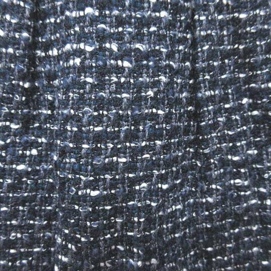 ROPE’(ロペ)のロペ タイトスカート ひざ丈 ツイード タック 切替 フェイクレザー 7 紺 レディースのスカート(ひざ丈スカート)の商品写真