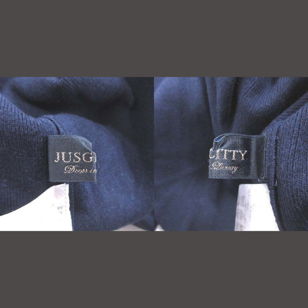 JUSGLITTY(ジャスグリッティー)のジャスグリッティー ニット カットソー 七分袖 Vネック 切替 レース 2 紺T レディースのトップス(ニット/セーター)の商品写真
