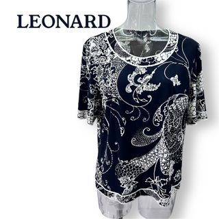 レオナール(LEONARD)のレオナール　爽やかデザイン　カンカン素材 トップス Tシャツ　LEONARD(Tシャツ(半袖/袖なし))