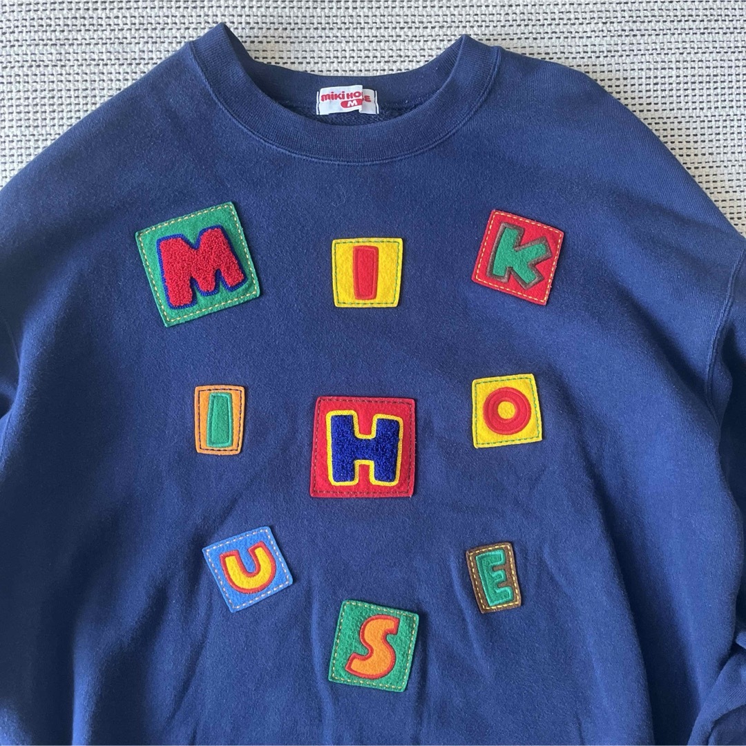 mikihouse(ミキハウス)の【人気品】ミキハウス　刺繍　ビッグロゴ　スウェットトレーナー　ネイビー　90s レディースのトップス(トレーナー/スウェット)の商品写真