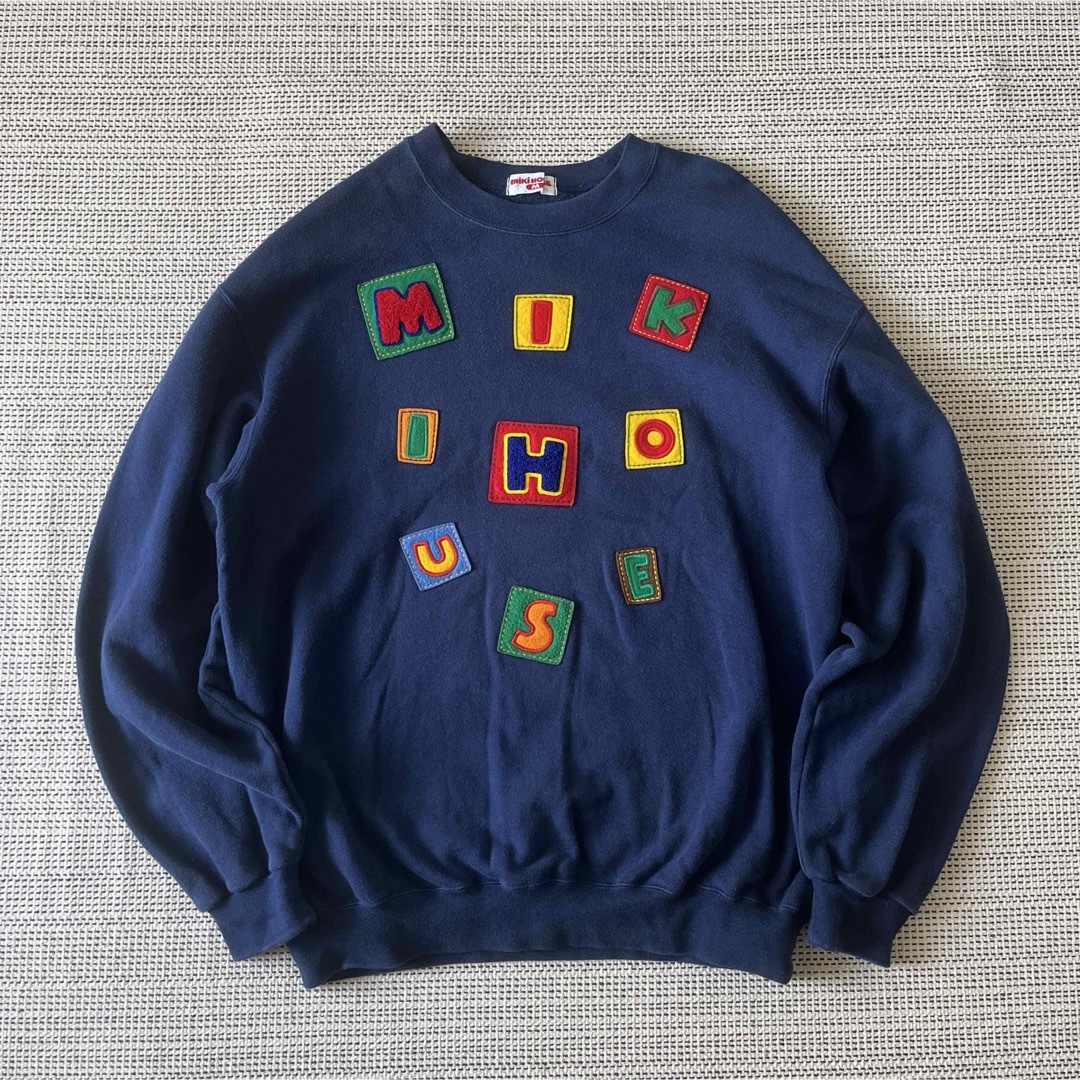 mikihouse(ミキハウス)の【人気品】ミキハウス　刺繍　ビッグロゴ　スウェットトレーナー　ネイビー　90s レディースのトップス(トレーナー/スウェット)の商品写真