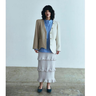 ビューティアンドユースユナイテッドアローズ(BEAUTY&YOUTH UNITED ARROWS)の【完売】MEER.shirring frill skirt light gray(ロングスカート)