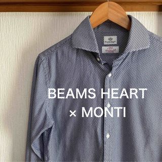 ビームス(BEAMS)の【極美品】BEAMS HEART MONTI ブルー　ヘリンボーン シャツ(シャツ)