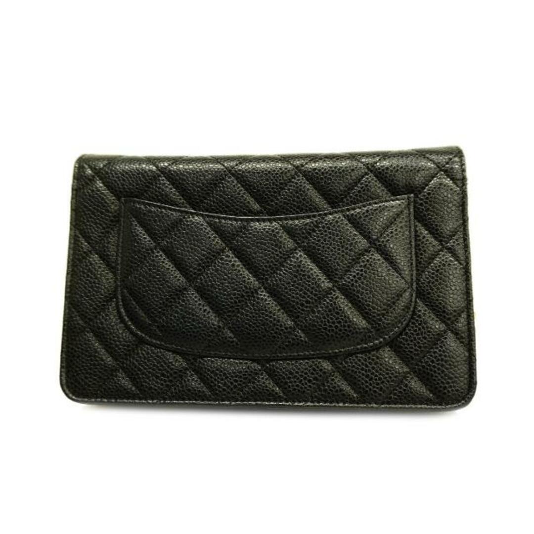 CHANEL(シャネル)の★SALE 【4fa059】シャネル ショルダーウォレット/マトラッセ/チェーンショルダー/キャビアスキン/ブラック/ゴールド金具 【中古】 レディース レディースのファッション小物(財布)の商品写真