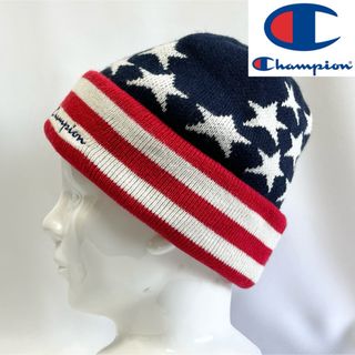 チャンピオン(Champion)の【新品】Champion チャンピオン 星条旗アメリカンフラッグ柄ニットキャップ(ニット帽/ビーニー)