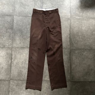 ディッキーズ(Dickies)の80s ディッキーズ ワークパンツ USA製 30×34 ブラウン チビタグ(ワークパンツ/カーゴパンツ)