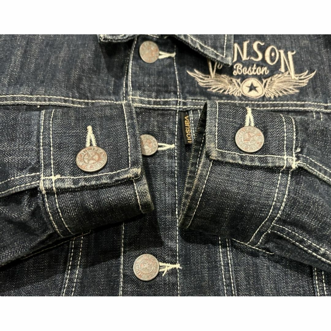 バンソン VANSON バック刺繍 袖ロゴ デニムジャケット ジージャン M バンソン VANSON バック刺繍 袖ロゴ デニムジャケット ジージャン M
