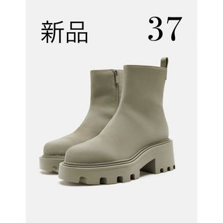 ザラ(ZARA)の新品タグ付！ZARA ザラ＊ラバートラックソールアングルブーツ　37(ブーツ)