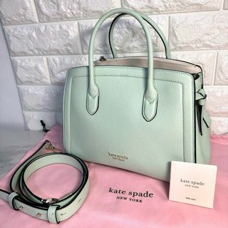 ケイトスペードニューヨーク(kate spade new york)の美品　ケイトスペード　ノット　ミニサッチェル　ショルダーバッグ　ライトグリーン(ショルダーバッグ)