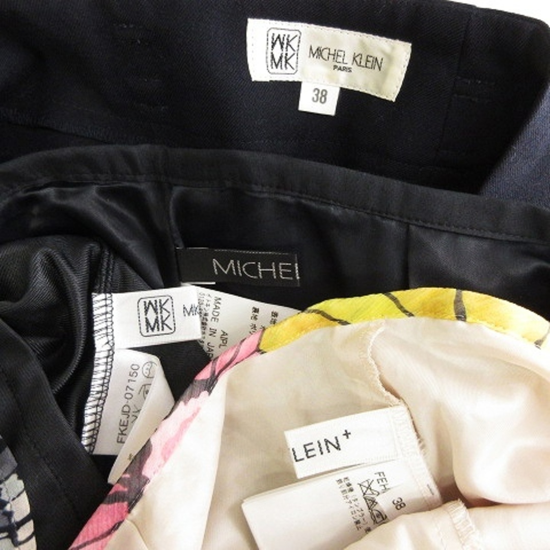 MICHEL KLEIN(ミッシェルクラン)のミッシェルクラン スカート 4点セット 総柄 花柄 黒 紺 マルチカラー 38 レディースのスカート(ひざ丈スカート)の商品写真