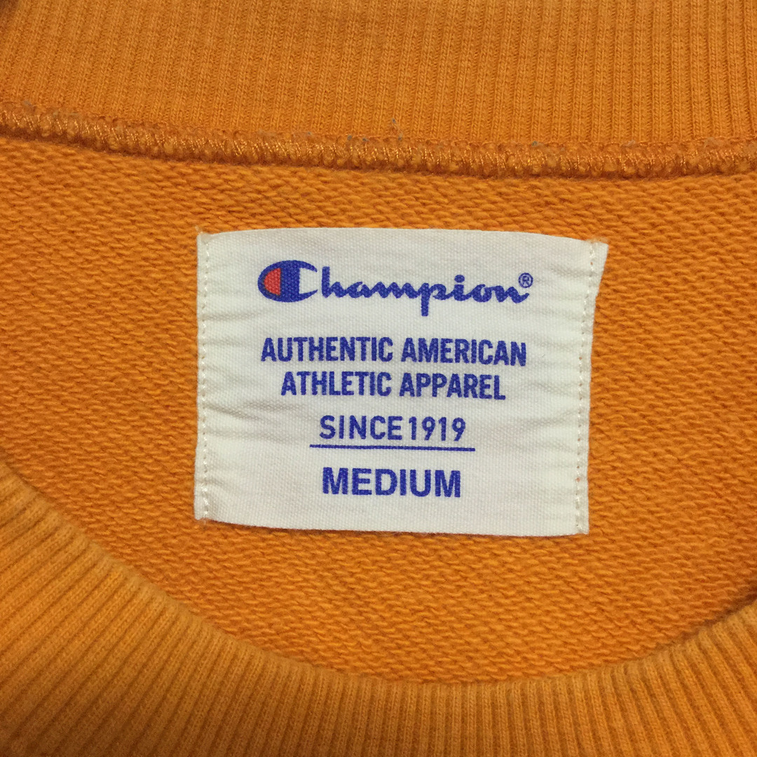 Champion(チャンピオン)の【チャンピオン 袖Cロゴ スウェット】トレーナー M オレンジ 古着 メンズのトップス(スウェット)の商品写真