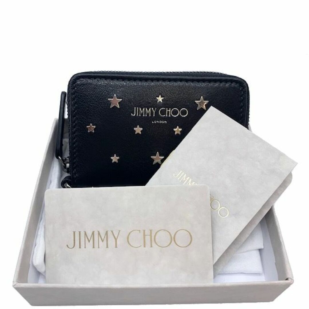 JIMMY CHOO(ジミーチュウ)のJIMMY CHOO ジミーチュウ ジッピー コインケース スター スタッズ ブラック レザー カードケース 小銭入れ レディース メンズ レディースのファッション小物(コインケース)の商品写真