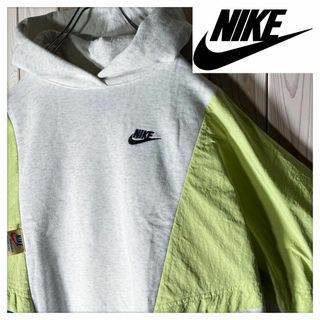 ナイキ(NIKE)の【美品 レアデザイン】ナイキ 両面ロゴ ナイロン スウェットドッキング パーカー(パーカー)