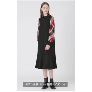 ポリエテル20%美品◆ブルーレーベルクレストブリッジ　ロングワンピース　シャツワンピース　36