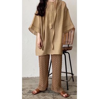 ラウジー(lawgy)のlawgy original ami knit pants brown 試着のみ(カジュアルパンツ)