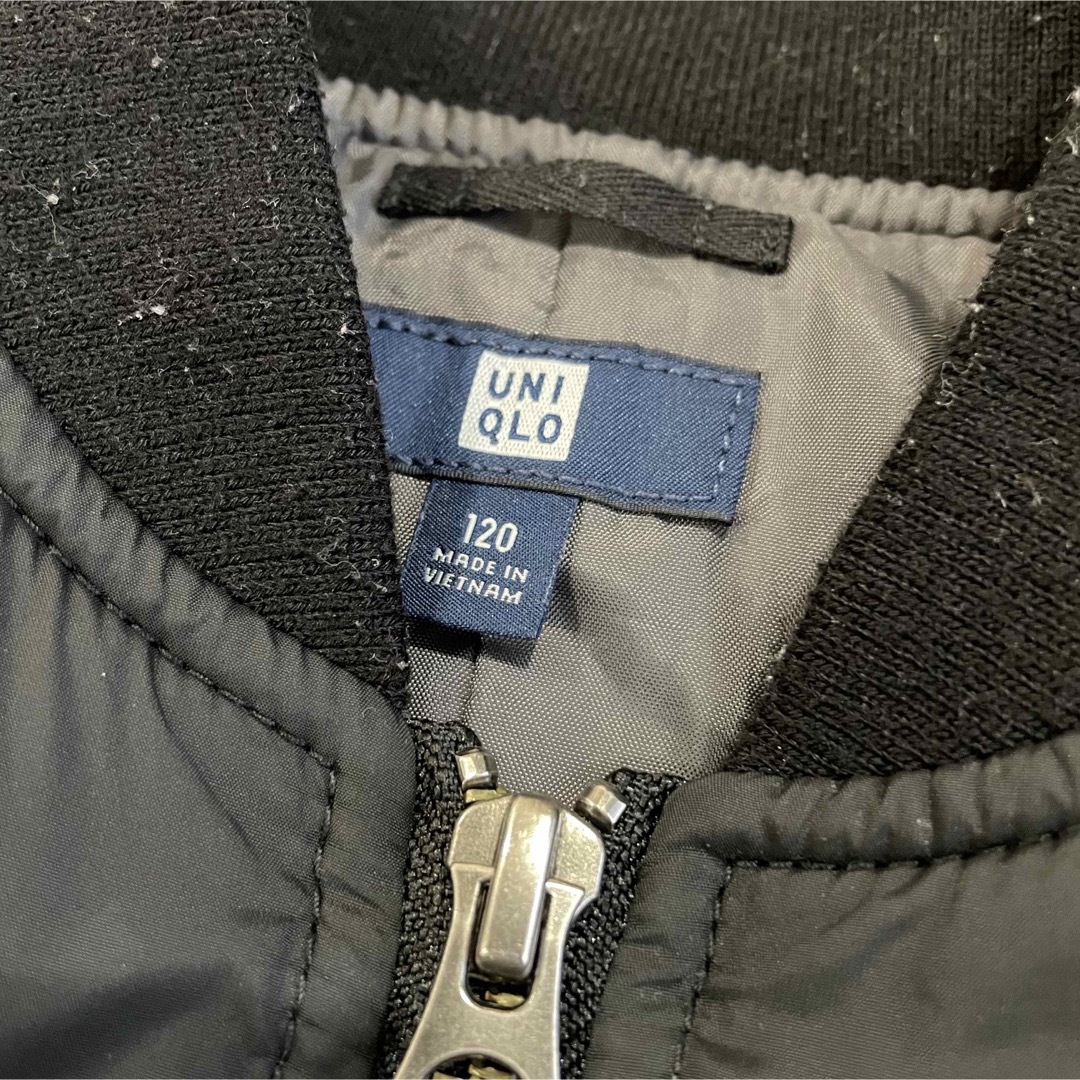 UNIQLO(ユニクロ)のユニクロ UNIQLO ブラック 黒 エムエーワン MA-1 ブルゾン ジャンパ キッズ/ベビー/マタニティのキッズ服男の子用(90cm~)(ジャケット/上着)の商品写真