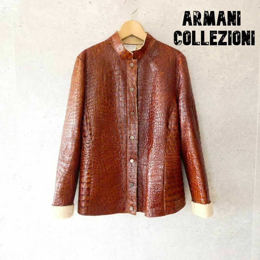 46㎝肩幅美品 ARMANI COLLEZIONI カウレザー ボア レザージャケット