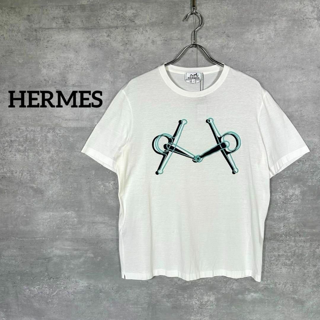 カラーホワイト『HERMES』 エルメス (L) ホースビット Tシャツ