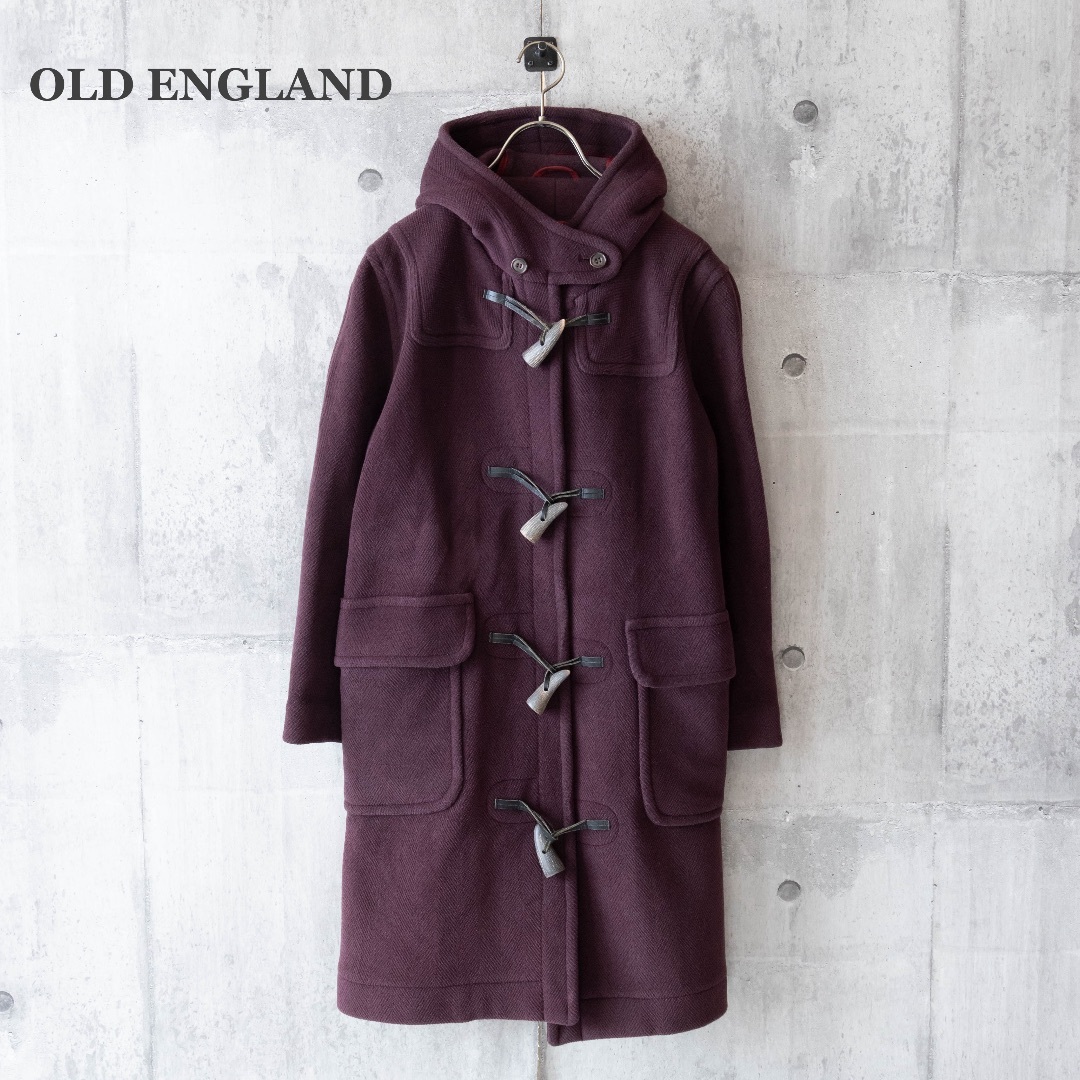 OLD ENGLAND - 【OLD ENGLAND】ダッフルコート ヘリンボーン ボルドー