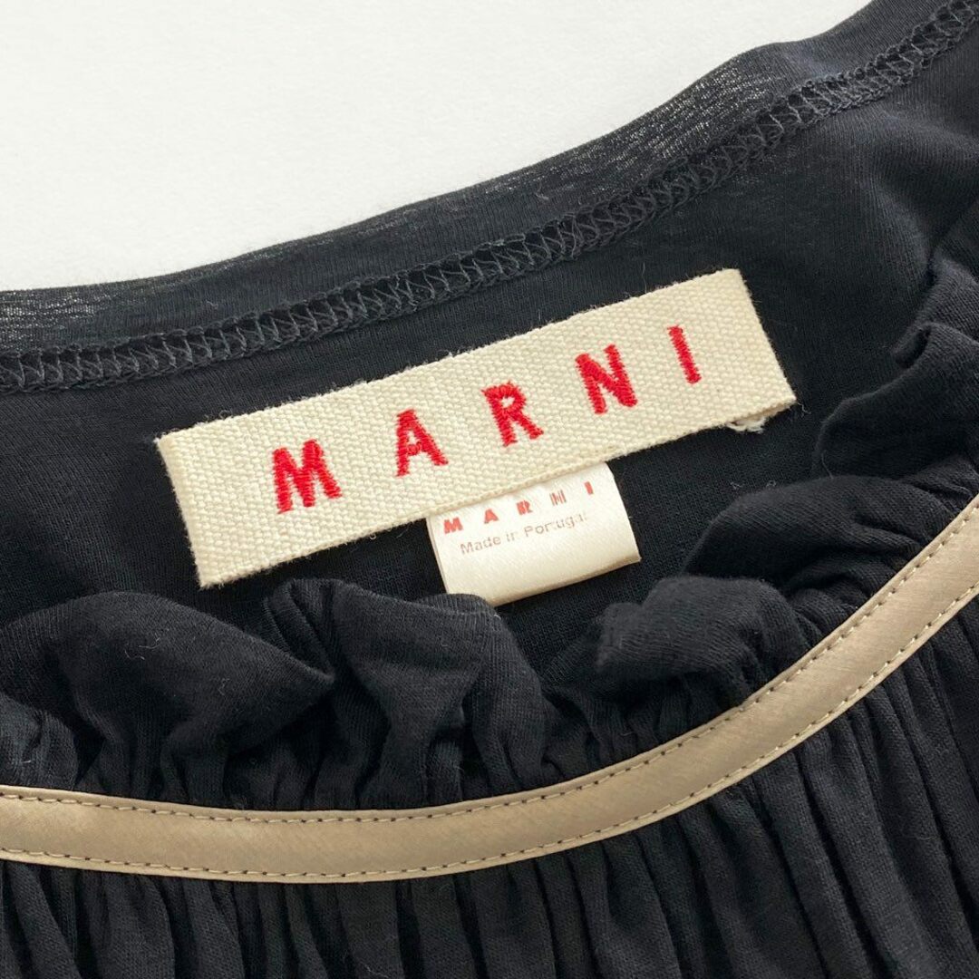 Marni(マルニ)の53b4 MARNI マルニ コットン切替ギャザーワンピース 38 ブラック ドレス ポルトガル製 dress one piece レディースのワンピース(ひざ丈ワンピース)の商品写真