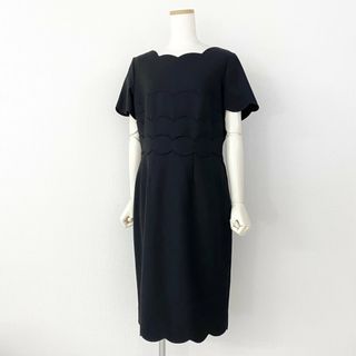 エスカーダ(ESCADA)の53b4 ESCADA エスカーダ ウェーブデザインワンピース 40 ブラック ドレス ハートジップ dress one piece(ひざ丈ワンピース)