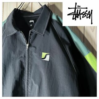 ステューシー(STUSSY)の【極美品 L】ステューシー 刺繍ロゴ パネル ナイロン ジャケット(ナイロンジャケット)