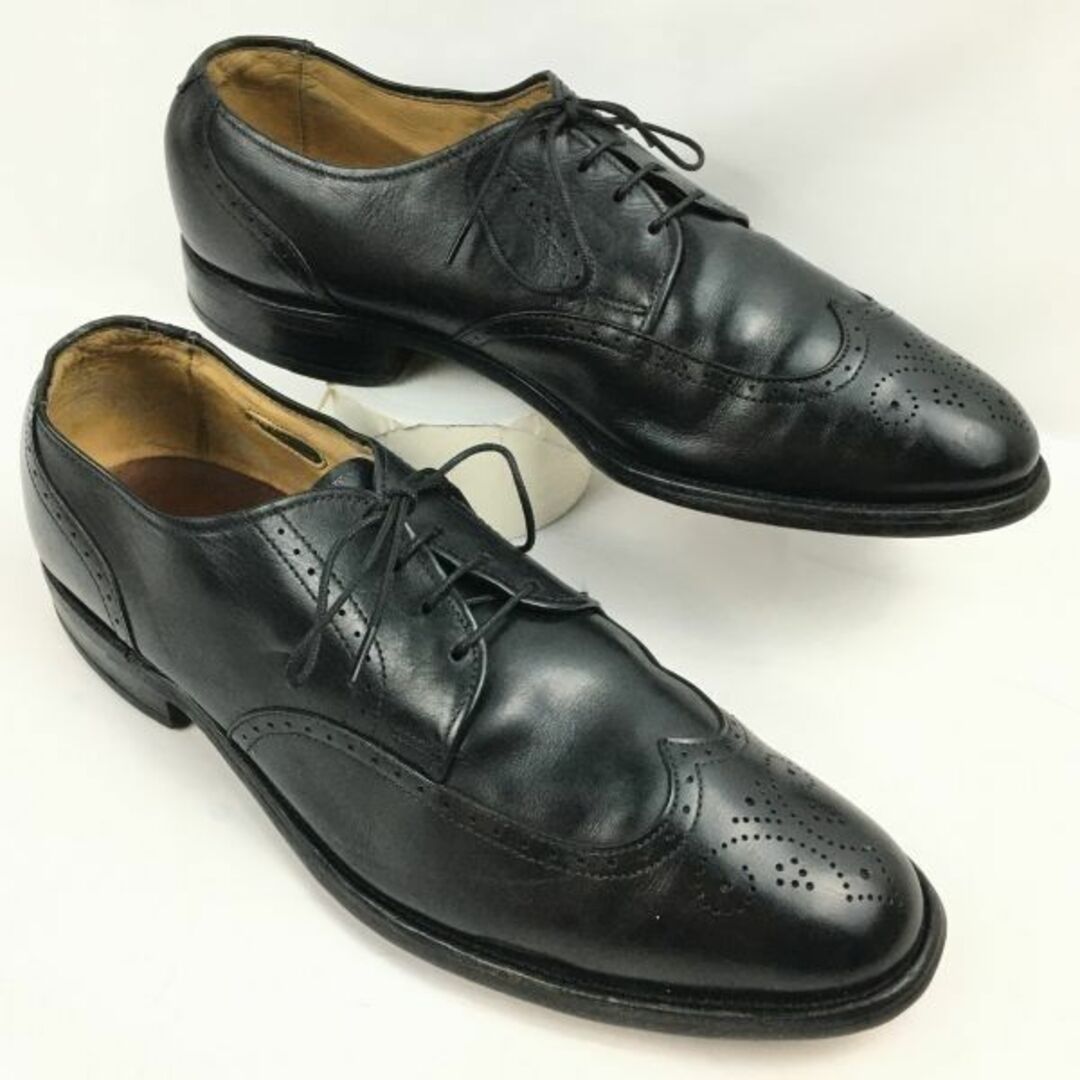 BAZZBERGgt試着交換OK！Allen Edomonds/アレンエドモンズ　kingswood/ビンテージ/Vintage 　ウイングチップ〈黒/BLACK/ブラック〉size7.5C　24.5-25.5程度　ビンテージ/菅NO.WZH-98 #BUZZBERG　-WZH-98-6th