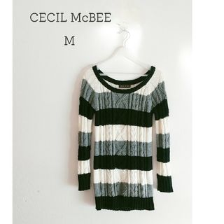 セシルマクビー(CECIL McBEE)の◆CECIL McBEE セシルマクビー◆ボーダー ニットワンピース  M(ひざ丈ワンピース)