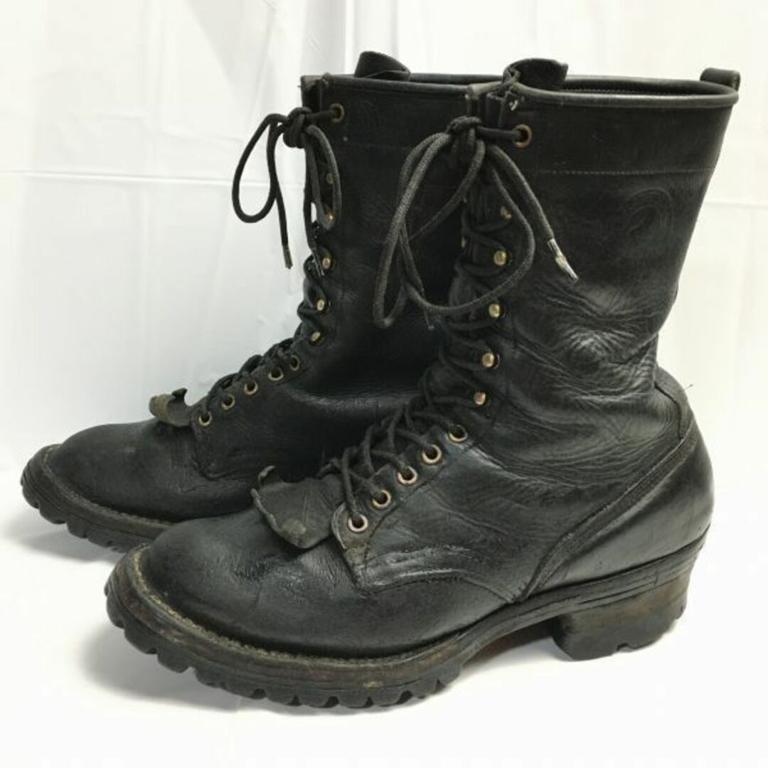 試着交換OK！HATHORNハソーン　70s-80s?ビンテージ/Vintage 品　レザーブーツ　size11D〈黒/BLACK/ブラック〉レースアップ編み上げ　ホワイツ　　boots　管NO.WS5 #BUZZBERG　-WS5-6th靴/シューズ