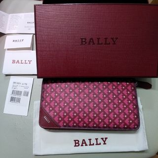 美品 BALLY 折り財布 LASSENブラック× ピンクベージュ