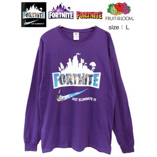 フルーツオブザルーム(FRUIT OF THE LOOM)のFORTNIT　フォートナイト 　長袖Ｔシャツ　Ｌ　パープル　USA古着(Tシャツ/カットソー(七分/長袖))