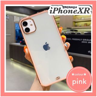 iPhone XR ケース　クリア　ピンク　ゴールド　ソフト(iPhoneケース)