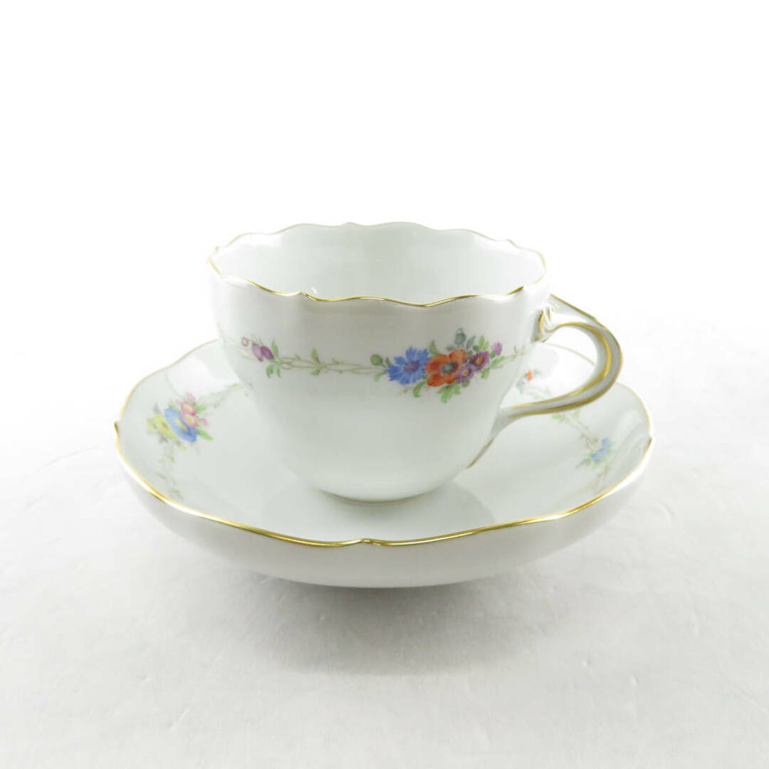 美品 MEISSEN マイセン フラワーガーランド カップ＆ソーサー 1客 花柄 ティー コーヒー SO984Xキッチン/食器