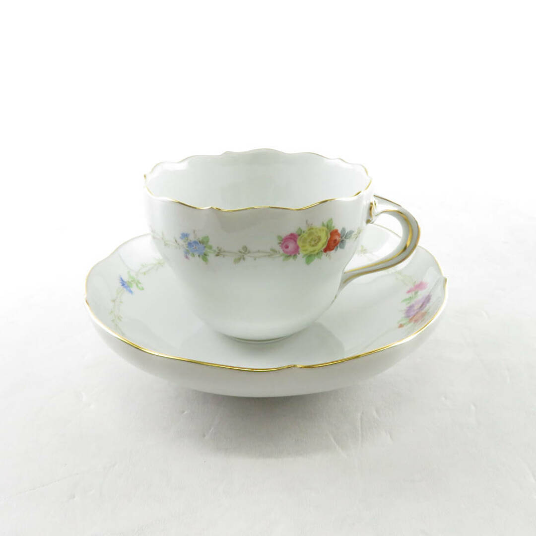 MEISSEN(マイセン)の美品 MEISSEN マイセン フラワーガーランド カップ＆ソーサー 1客 花柄 ティー コーヒー SO985X 【中古】 インテリア/住まい/日用品のキッチン/食器(グラス/カップ)の商品写真