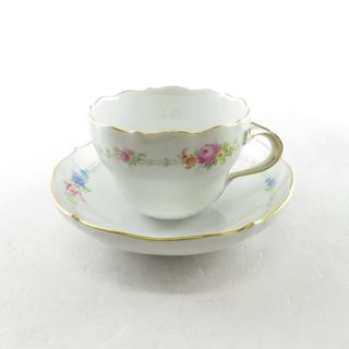 マイセン(MEISSEN)の美品 MEISSEN マイセン フラワーガーランド カップ＆ソーサー 1客 花柄 ティー コーヒー SO987X 【中古】(グラス/カップ)