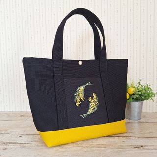 ミモザ刺繍帆布トートバッグ(バッグ)