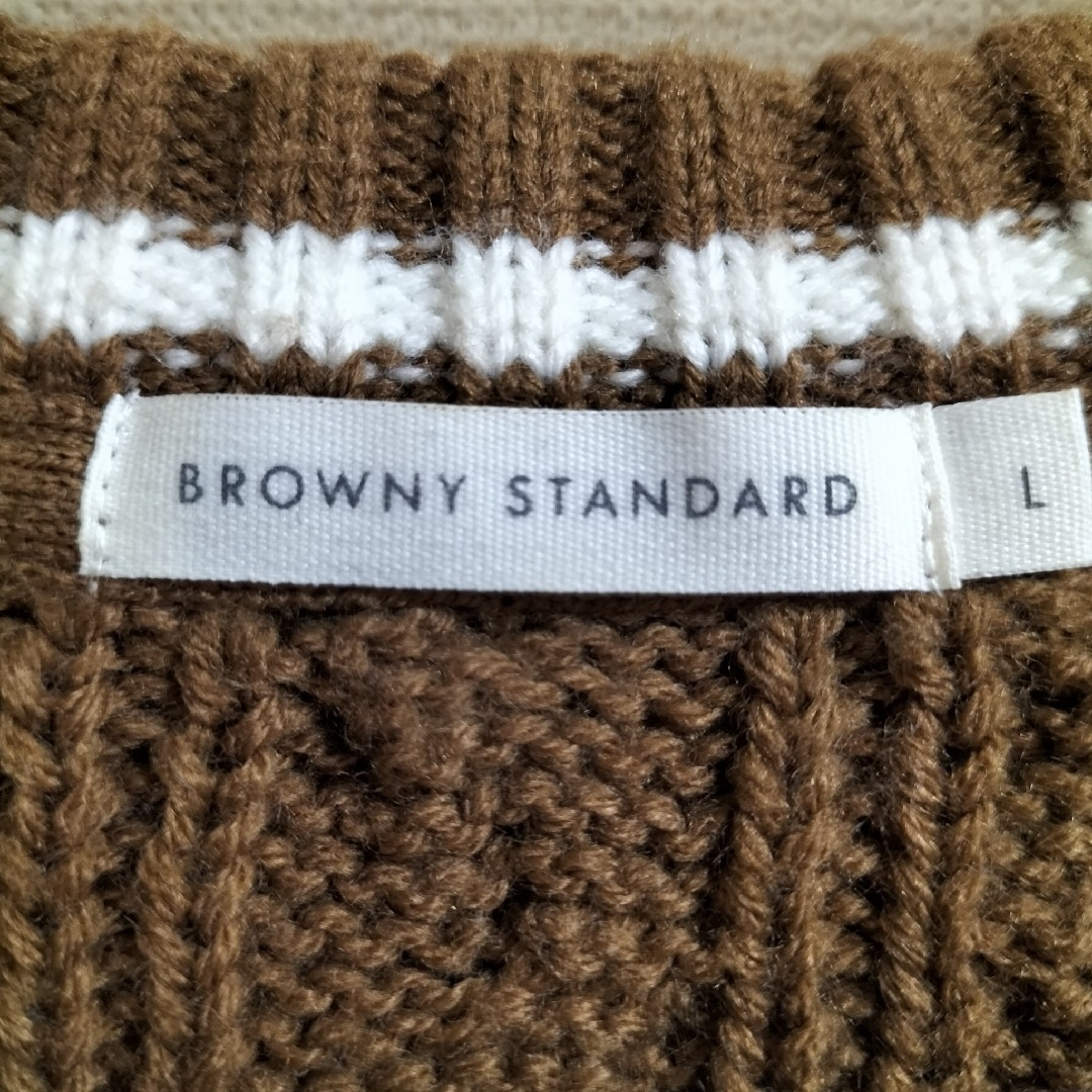 【美品】カラーブロックケーブルセーター【BROWNY STANDARD】 メンズのトップス(ニット/セーター)の商品写真