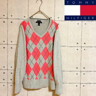 トミーヒルフィガー(TOMMY HILFIGER)の【美品】TOMMY HILFIGER セーター　アーガイル　ニット　レディース(トレーナー/スウェット)