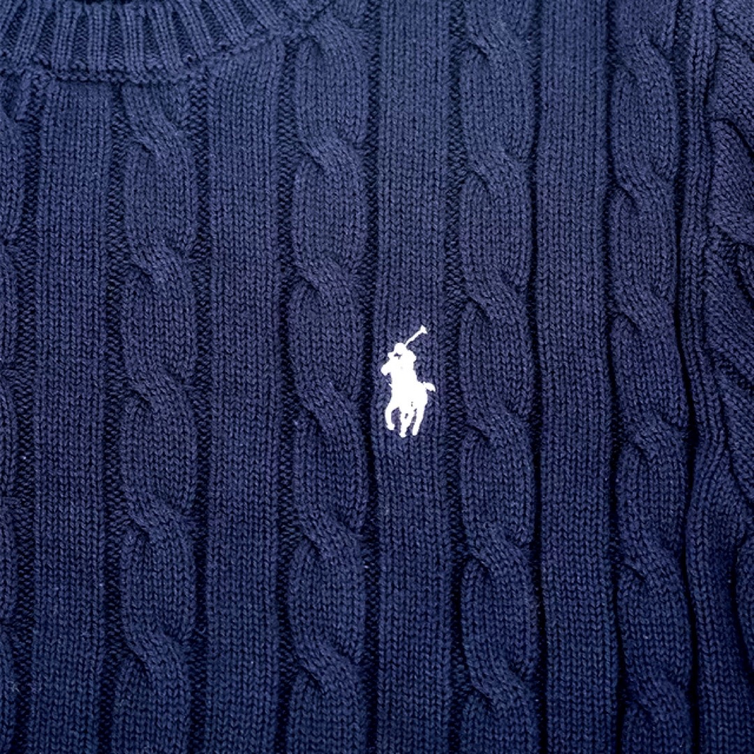 POLO RALPH LAUREN(ポロラルフローレン)のラルフローレン　ダークネイビー　ケーブル編み　クルーネック　L レディースのトップス(ニット/セーター)の商品写真