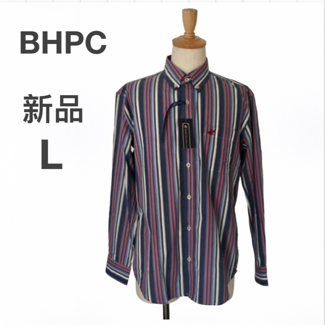 BEVERLY HILLS POLO CLUB（BHPC）(ビバリーヒルズポロクラブ)のBHPC 新品　ボタンダウン　ワイシャツLサイズ　刺繍　 紳士 お洒落 ビジネス メンズのトップス(シャツ)の商品写真