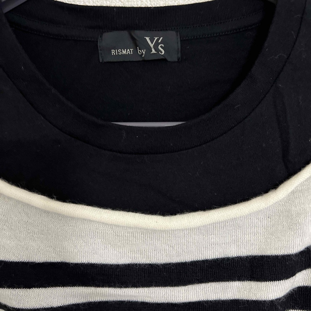 Y's(ワイズ)のニット付きTシャツ   黒  Y's（ワイズ） レディースのトップス(カットソー(半袖/袖なし))の商品写真