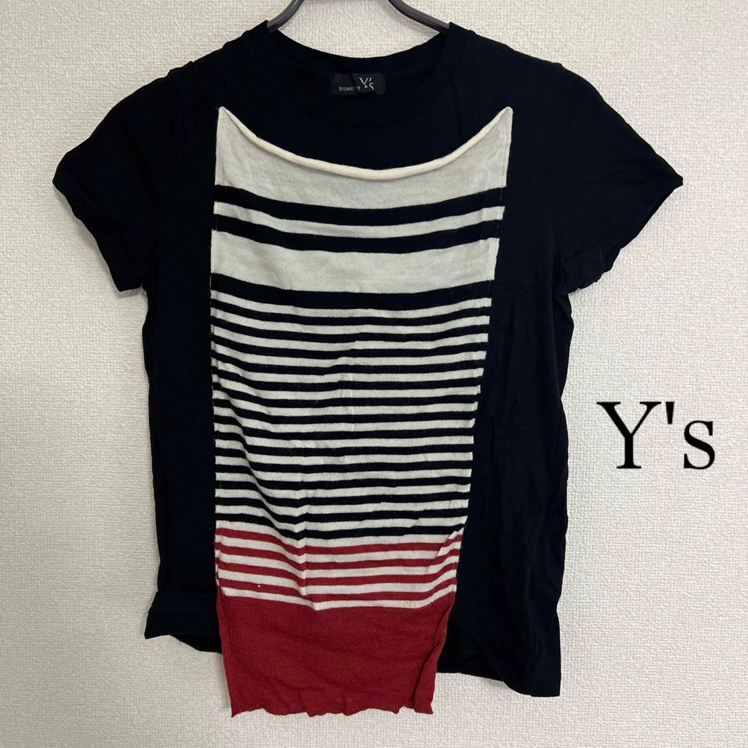 Y's(ワイズ)のニット付きTシャツ   黒  Y's（ワイズ） レディースのトップス(カットソー(半袖/袖なし))の商品写真