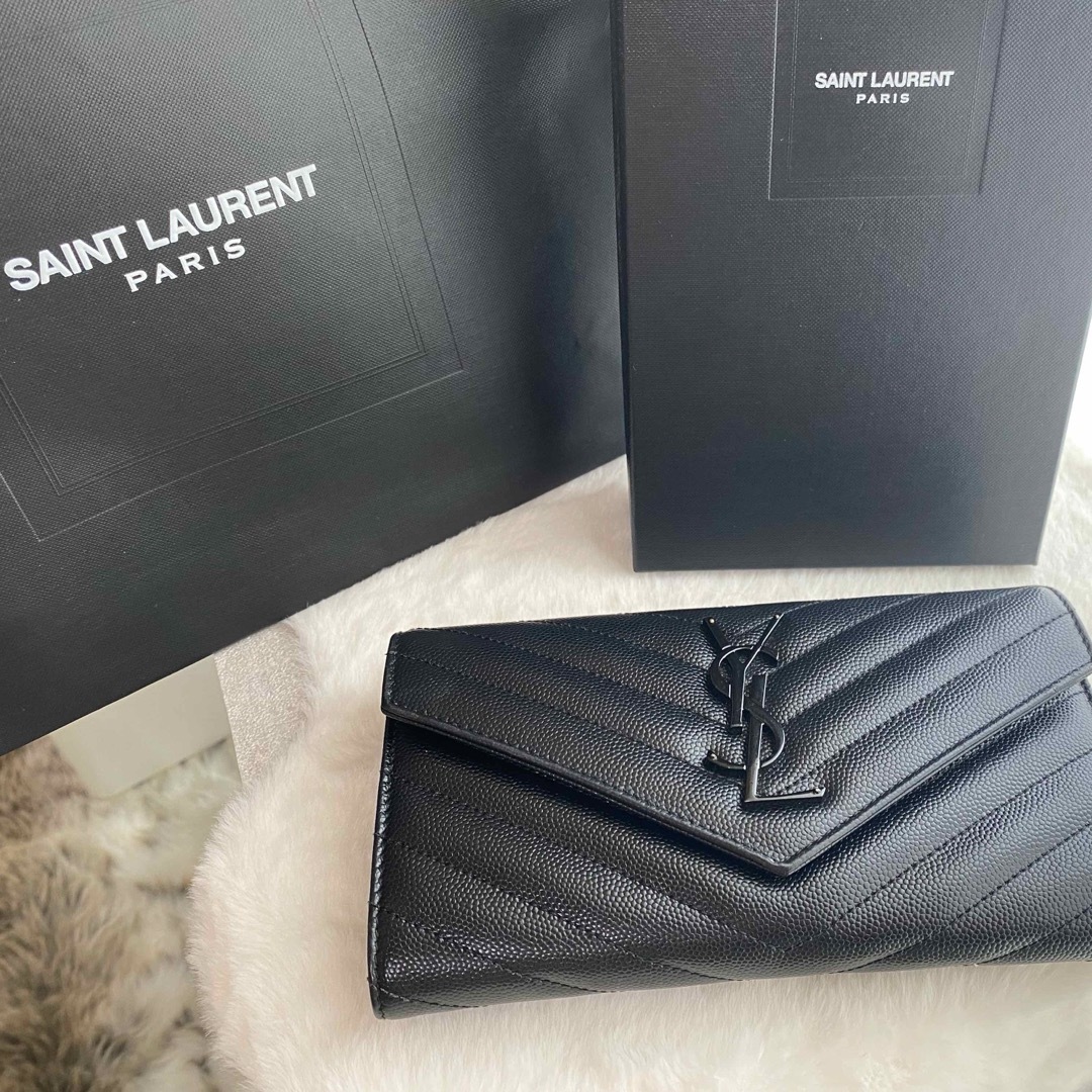 Saint Laurent - 正規品 美品 サンローラン YSL 長財布 ブラック 黒