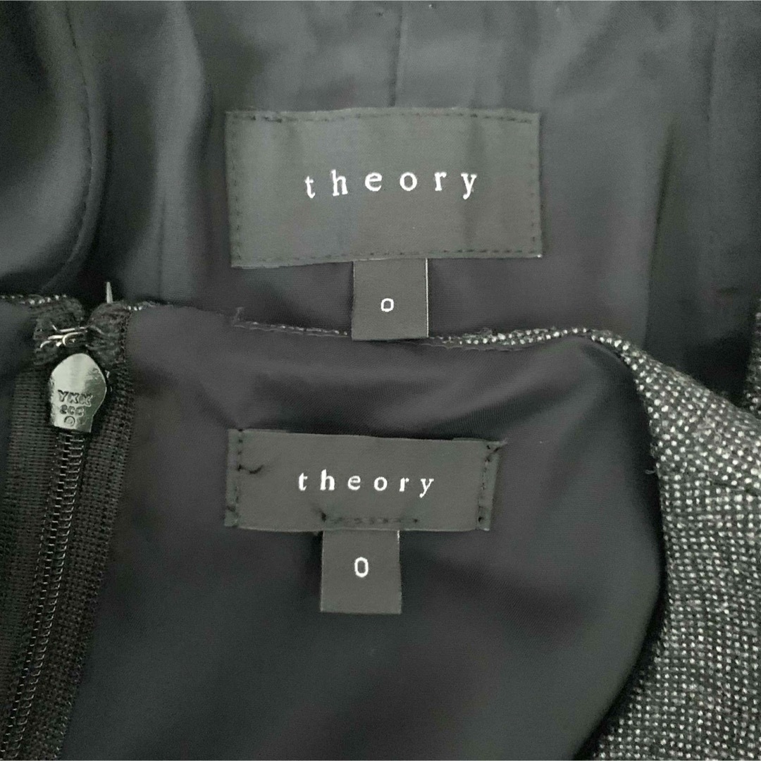 theory - 【美品】セオリー ノーカラー スーツ ワンピース ツイード 