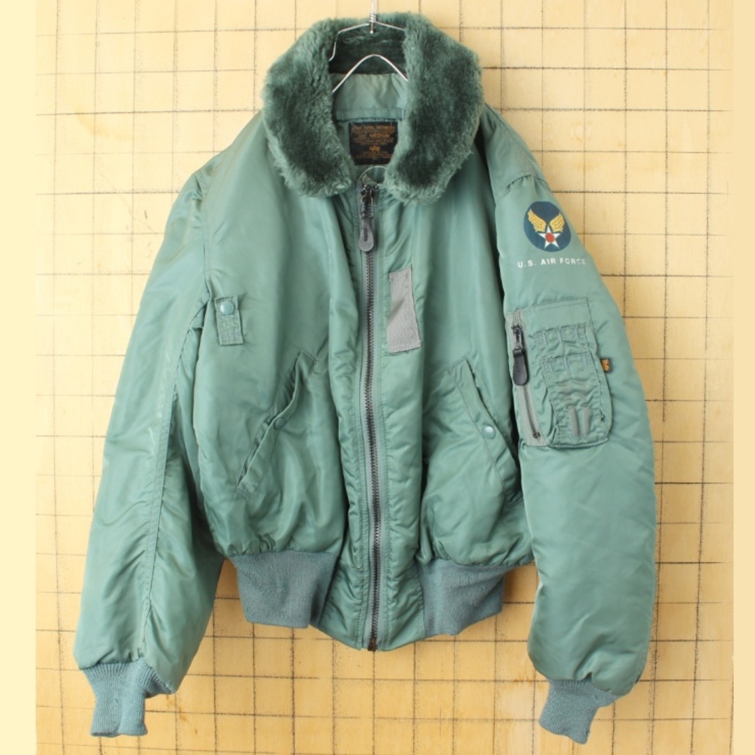 ALPHA INDUSTRIES(アルファインダストリーズ)のUSA製ALPHAアルファ B-15DフライトジャケットM グリーン aw207 メンズのジャケット/アウター(フライトジャケット)の商品写真